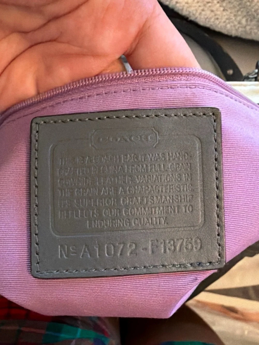Coach Beige and Dark Grey Leather Shoulder Tote